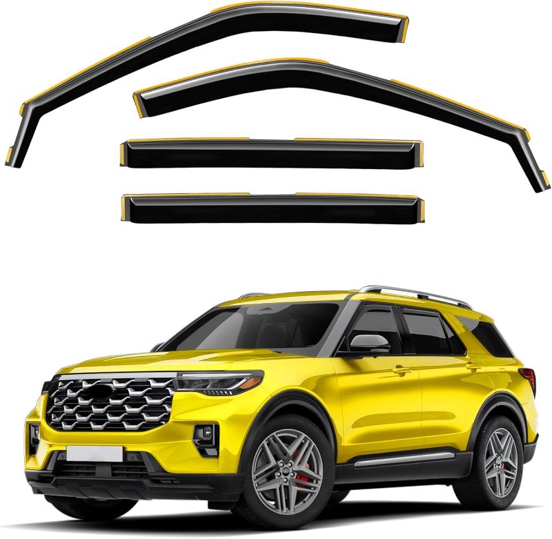 Photo 1 of in-Channel Window Rain Guards Fit for Ford Explorer 2020 2021 2022 2023 2024 2025Extra Durable Window Deflectors Vent Visors Shades Exterior Car Accessories Visors Rain Guards - 4 pcs