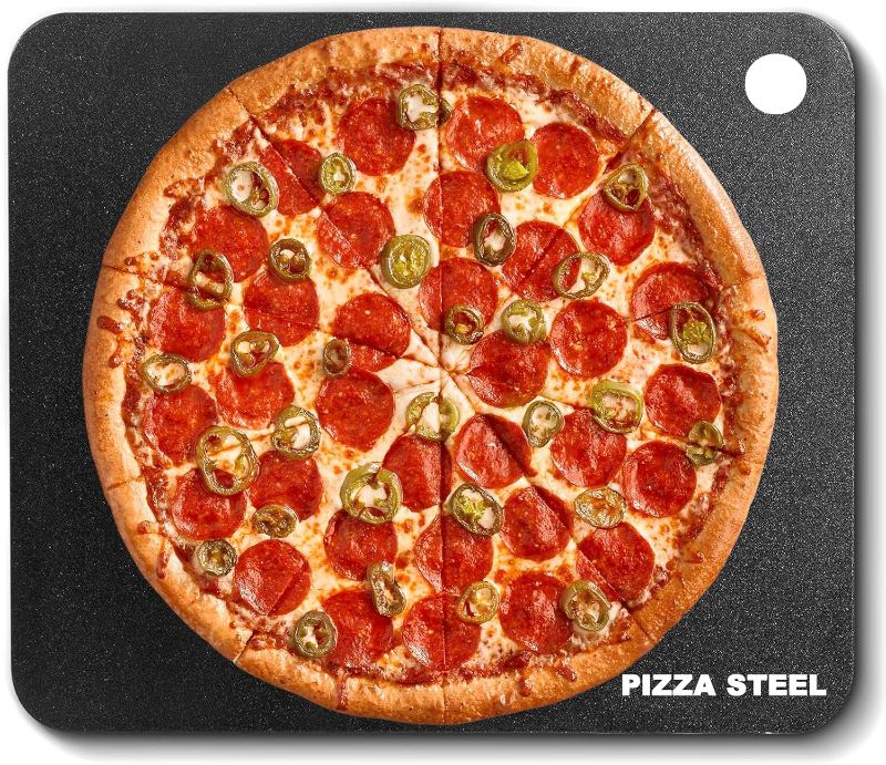 Photo 1 of Pizza Steel Baking Stone for Oven BBQ and Grill - 16 x 14 inch Large Non-Stick Pizza Pan with High Performance Conductive Grilling Surface for Pizza Bread