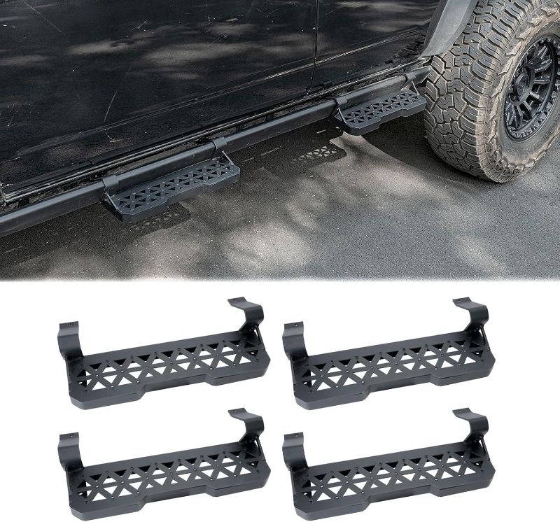 Photo 1 of Steps fits for Original Side Bumper, Metal Running Boards Compatible with Ford Bronco 2021 2022 2023 2024, Non-Slip Step Rail Pedals, Easy Installation, Rust-Resistant Powder Coating, 4pc