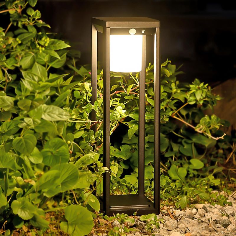 Photo 1 of Solar Pathway Lights Outdoor, Aluminum Waterproof Floor Lamp, 3 Lighting Modes with Motion Sensor, 600 Lumens Super Bright Outdoor Lamp for Garden Backyard Patio Porch Decor, 20" Black