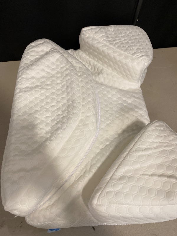Photo 1 of Side Sleeper Pillow with Arm Holes, Memory Foam Pillow for Neck & Shoulder & Cervical Pain Relief, Ergonomic Arm Holes Positioner Cooling Bed Pillows for Side Stomach Sleeping