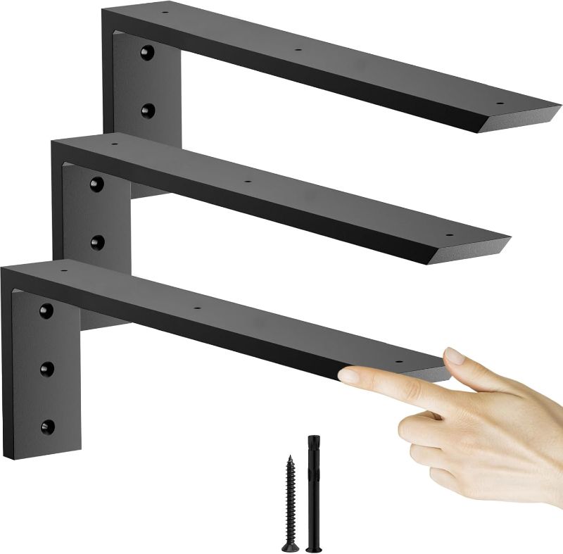 Photo 1 of Countertop Support Bracket 16 inch 3 Pack (3/8" Thick),Premium Heavy Duty Granite Countertop Brackets 16"x6"x2.5",Shelf L Bracket Mantel Corbels for Quartz,Wood,Concrete and Laminate Countertops