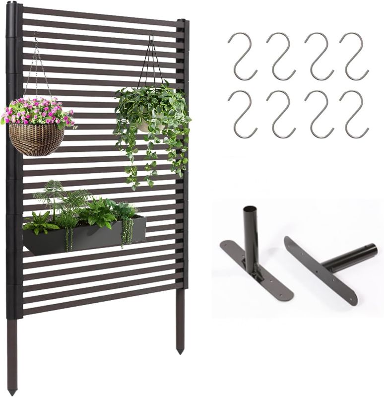 Photo 1 of Outdoor Privacy Screens - Length: 43in, Height: 59in, Fence Privacy Screen, Freestanding Horizontal Fence, Metal Material, Anti-Corrosion and Weatherproof, Suitable for Outdoor Garden Courtyard