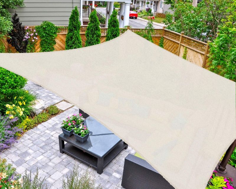 Photo 1 of Sun Shade Sail Rectangle 16' x 20' UV Block Canopy for Patio Backyard Lawn Garden Outdoor Activities, Cream
