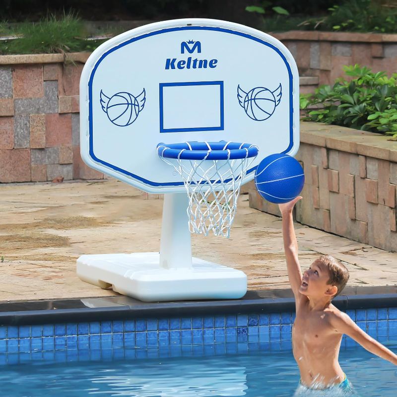 Photo 1 of Pool Basketball Hoop, 34"x34"x42.2" Oversized Pool Toys with 2 Balls/Nets/Pump for Poolside Water Basketball Game, Pool Basketball Goal for Inround Pool & Deck - Swimming Pool Games for Kids Adults