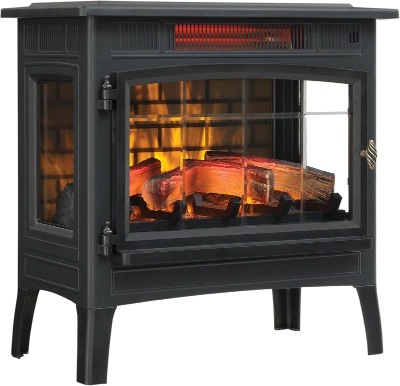 Photo 1 of duraflame Freestanding Electric Fireplace Stove Heater with 3D Flame Effect for 1,000 Sq. Ft. Room, Black