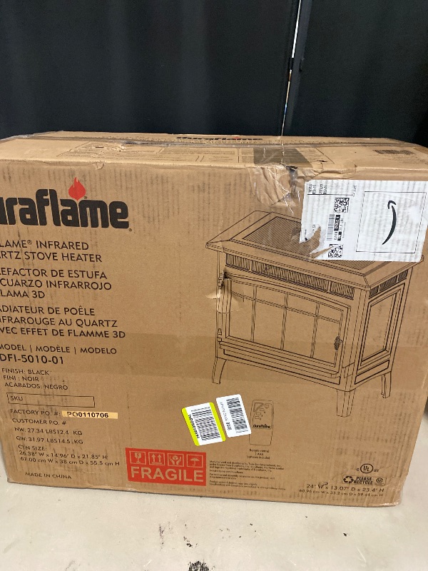 Photo 1 of duraflame Freestanding Electric Fireplace Stove Heater with 3D Flame Effect for 1,000 Sq. Ft. Room, Black