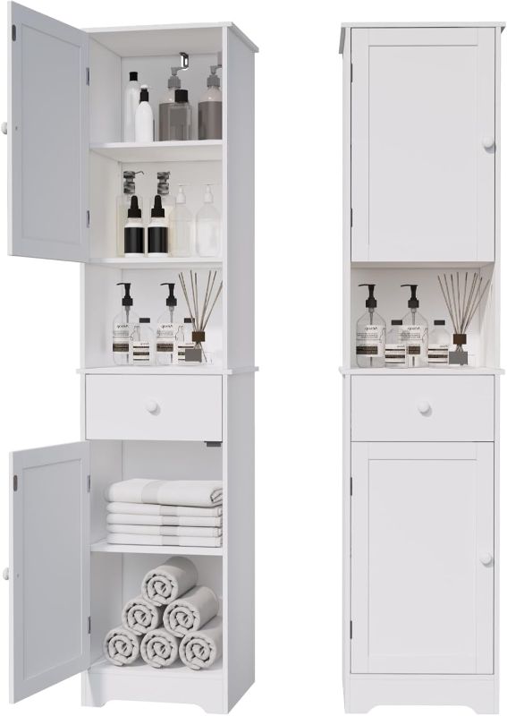 Photo 1 of Tall Bathroom Cabinet, Storage Cabinet with 2 Doors & 2Drawer, with Ajustable Shelve, for Bathrooms, Kitchens,Entrances,Bedrooms?White?