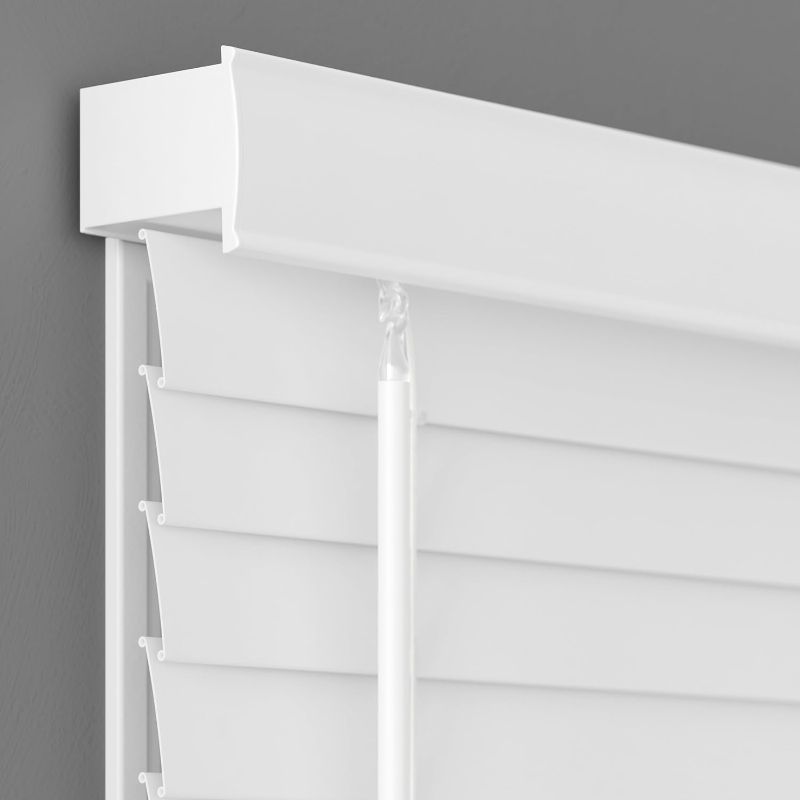 Photo 1 of 2 Inch Cordless Room Darkening Faux Wood Blind - 27" W x 64" L - White, Over 1,000 Custom Sizes Starting at 18.97, Inside or Outside Mount, Venetian Shades for Interior Windows by Lumino
