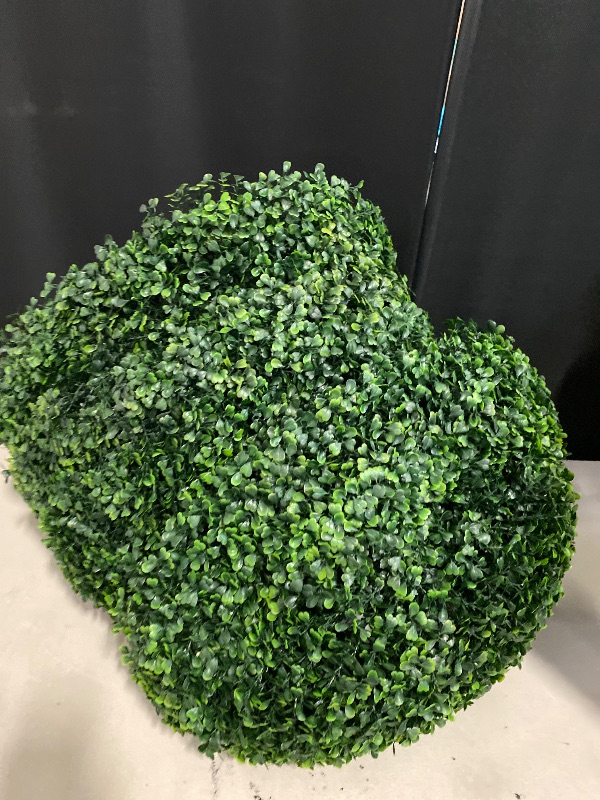 Photo 1 of 19 Inch 3 PCS 8 Layers Leaves Artificial Plant Topiary Balls, UV Resistant Faux Evergreen Boxwood for Indoor Outdoor Porch Garden Backyard Decor