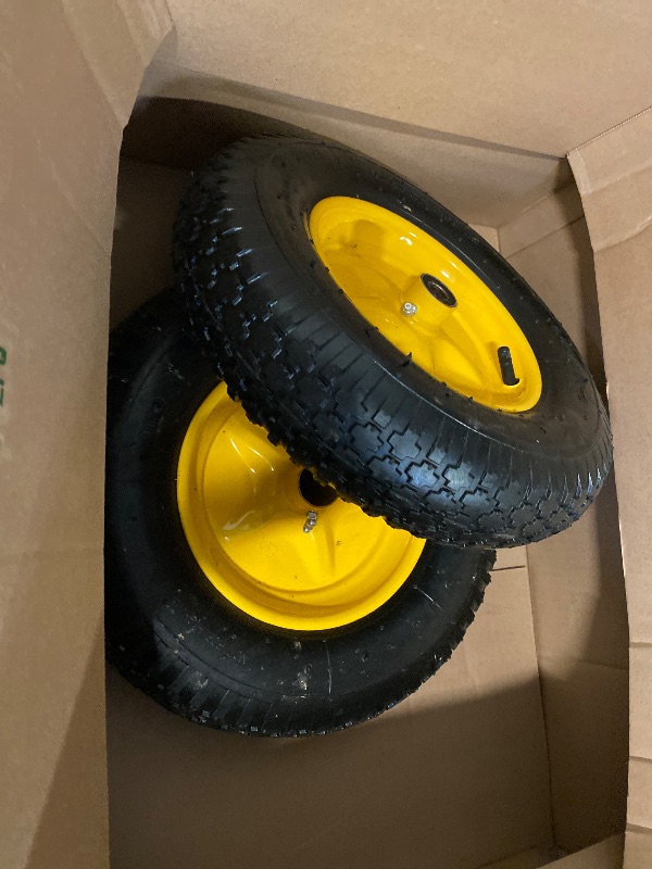 Photo 1 of (2-PACK) 4.80/4.00-8" Tire and Wheel, 16" Pneumatic Tire Wheels with 3/4" Bearings and 3" Centered Hub for Wheelbarrow, Hand Truck, Garden Carts, Yard Wagon Dump Cart (Extra 5/8" Bearings)