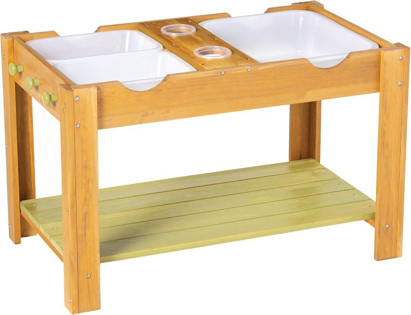 Photo 1 of MindWare Sensory Sprouts Sensory Table - Sturdy Wood Table Includes 3 Sensory Bins, 2 Cups and 3 Hooks - Indoor/Outdoor Sensory Play for Kids Ages 3 and Up