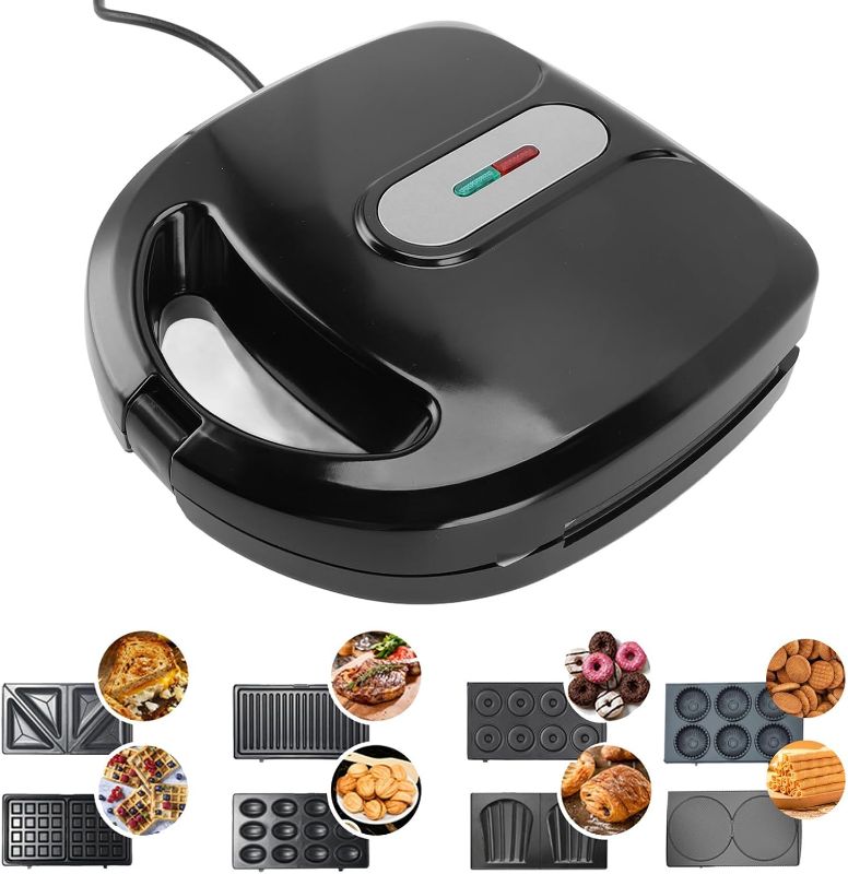 Photo 1 of 8 in 1 Multifunctional Breakfast Machine, Non Stick Sandwich, Waffle, Panini and Donut Maker with Dual Sided Heating and Automatic Temperature Control