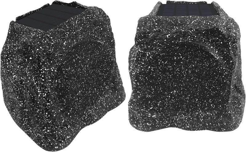 Photo 1 of Herdio 4" Rock Bluetooth Speakers Outdoor Waterproof IPX7 Wireless Solar Max 160 Watt, TWS Connection Powered with Rechargeable Battery for Garden Patio Deck Pool Backyard?Black?1Pair