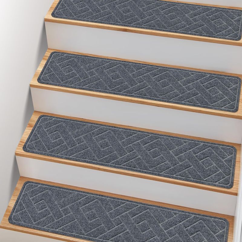 Photo 1 of Non Slip Stair Treads for Wooden Steps,15 Pack 8" X 30" Stairs Carpet Treads Indoor with Reusable Peel and Stick Adhesive for Kids Elders and Pets
