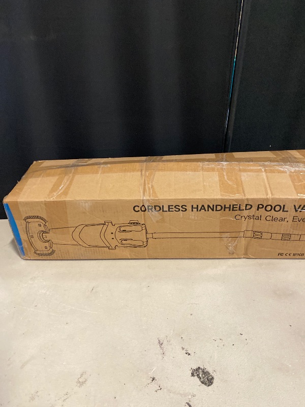 Photo 1 of Cordless Pool Vacuum with Telescopic Pole, 26.5 gallons/min Powerful Suction, Handheld Rechargeable Swimming Pool Cleaner with 1H Running Time, Pool Vacuum for Above/In Ground Pools, Spas, Hot Tubs