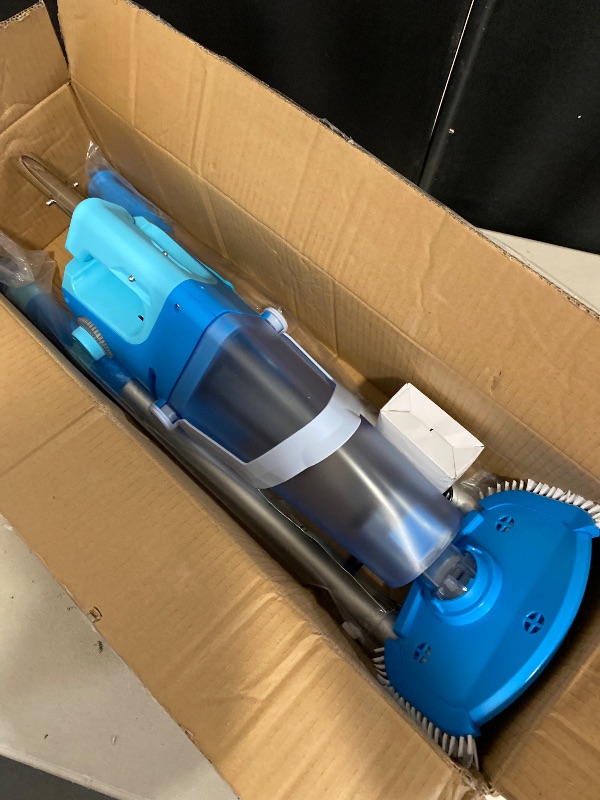 Photo 1 of Cordless Pool Vacuum with Telescopic Pole, 26.5 gallons/min Powerful Suction, Handheld Rechargeable Swimming Pool Cleaner with 1H Running Time, Pool Vacuum for Above/In Ground Pools, Spas, Hot Tubs