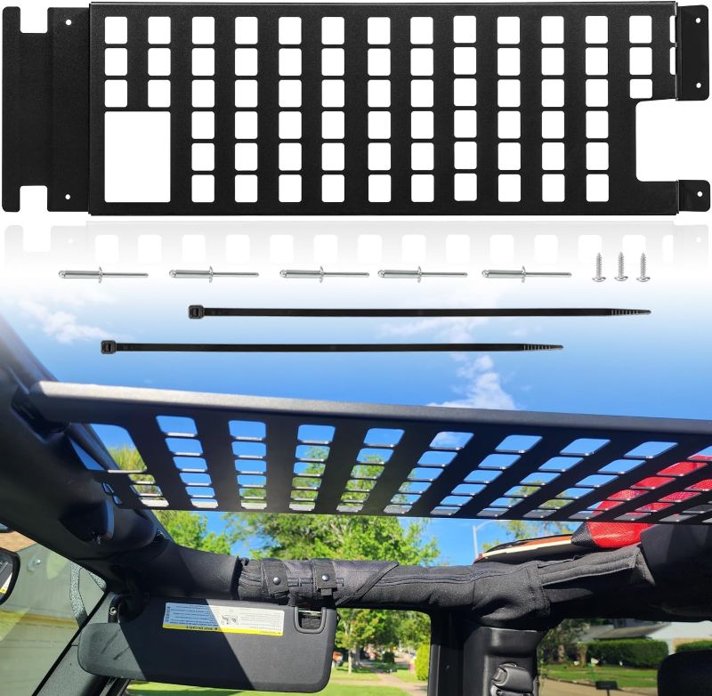 Photo 1 of Roof Rack Hard Top Molle Panel for 2007-2018 Jeep Wrangler JK JKU 4 Door Sport Sahara Rubicon X, Hardtop Molle Panel Luggage Storage Carrier Metal Shelf JK Exterior Accessories, Automobile Roof Racks