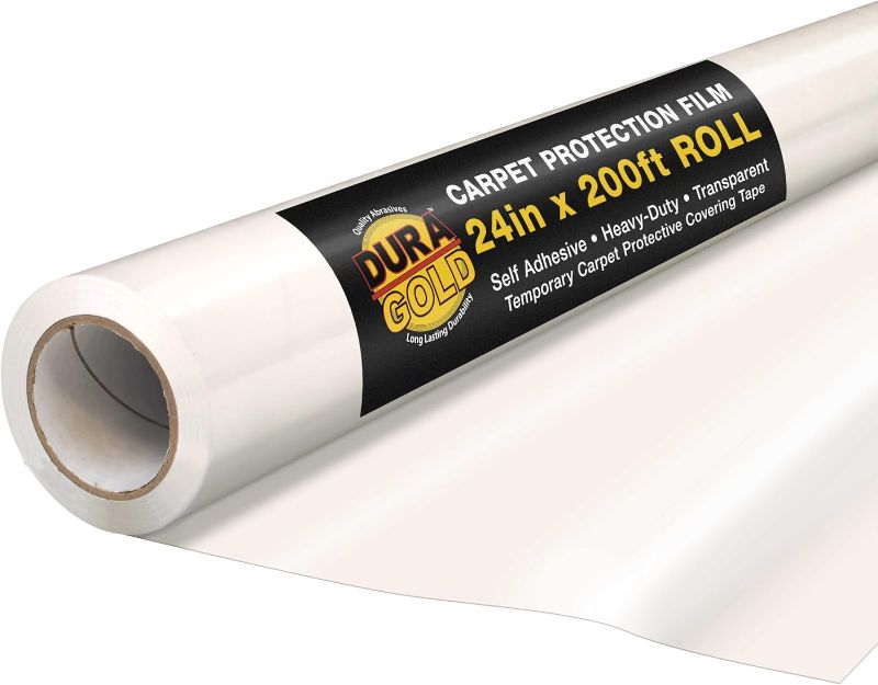 Photo 1 of Dura-Gold Carpet Protection Film, 24-inch x 200-foot Roll, Clear Plastic Carpet Protector, Self-Adhesive Plastic for Temporary Stair, Rug, and Floor Protection