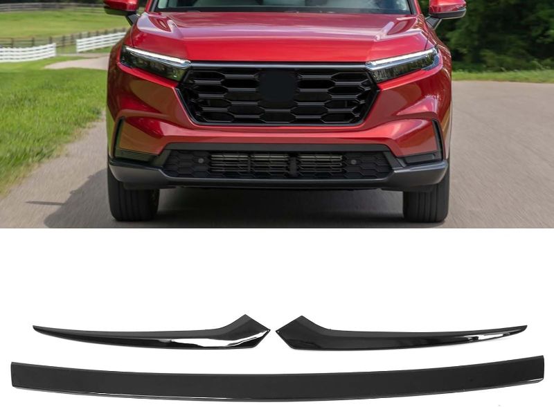 Photo 1 of 3pcs Front Grille Cover Trim Fit for Honda CR-V All Models 2023 2024 2025 Glossy Black
