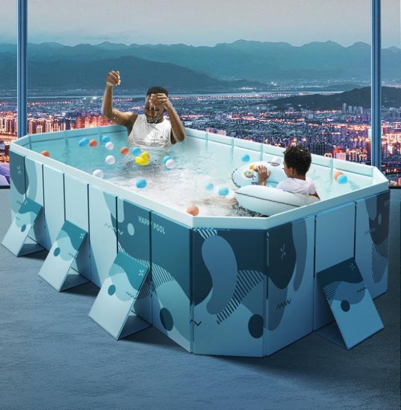 Photo 1 of Foldable Swimming Pool for Kids and Adults Square Above Ground Pool Family Kiddie Rectangular Pools for Outdoor Garden Yard (10ft*65.74in*19.68in)
