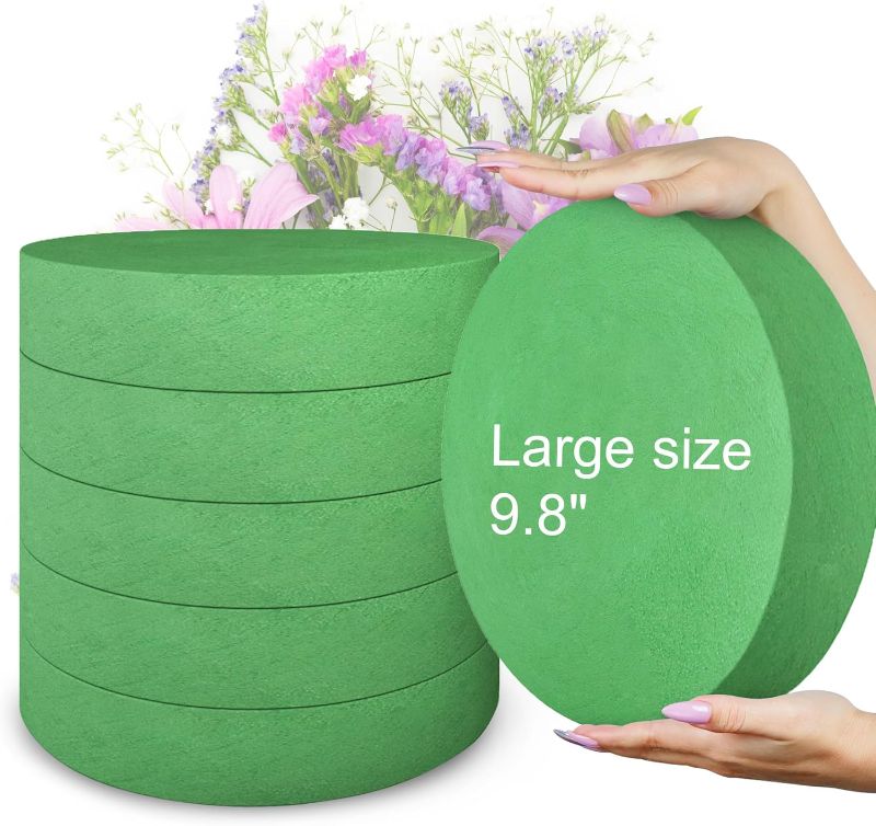 Photo 1 of Max Shape 6 Pcs Floral Foam Round Blocks, Large Wet and Dry Green Foam for Artificial and Fresh Flower Arrangement,Flower Foam Blocks for Wedding Party Decorations (9.8 Inch)