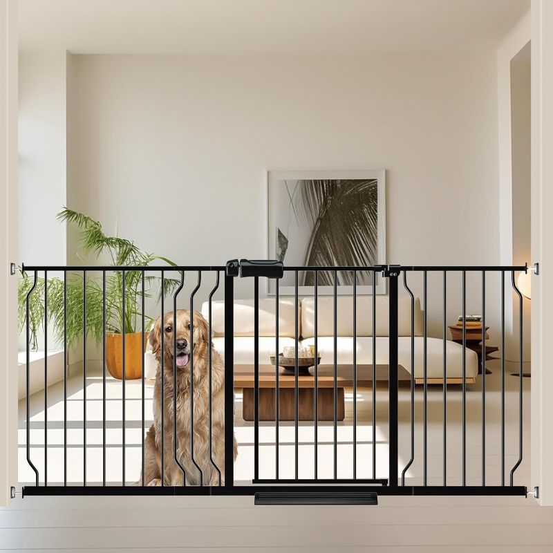 Photo 1 of Extra Wide Baby Gates for Doorways 62.2"-71.65" Extra Wide Baby Gate Dog gate Pressure Mounted Walk Through Pet Gate Black