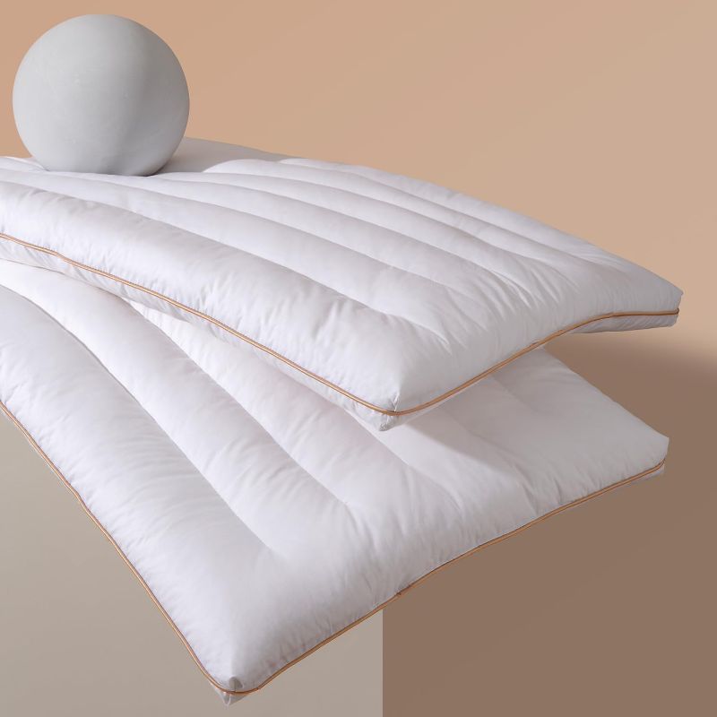 Photo 1 of Standard Size - 18x26 i Flat Pillows for Sleeping Thin, 2.5 inch Height Ultra Thin Pillows,100% Cotton Slim Bed Pillows for Stomach Sleeper.