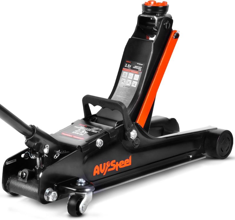 Photo 1 of Floor Jack 2.5 Ton (5500 lbs), Low Profile Floor Jack with Single Piston Pump, Heavy Duty Steel Hydraulic Jack for Car, Jack for Car with Lifting Range 3.4'' to 14.6''