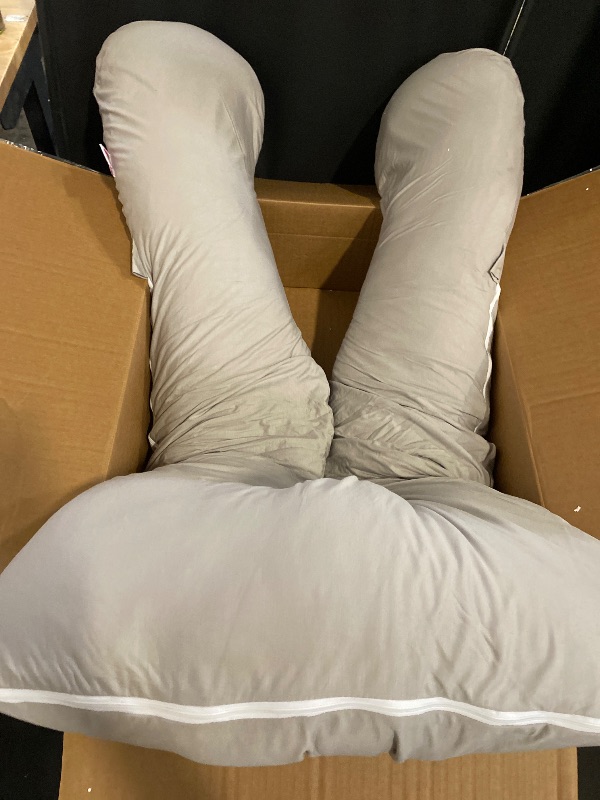 Photo 1 of Pregnancy Pillows for Sleeping, Full Body Pregnancy Pillow with 300TC Comfy Pillowcase & Microfiber Inner Cover- for Back Support - 65 Inch (Grey)