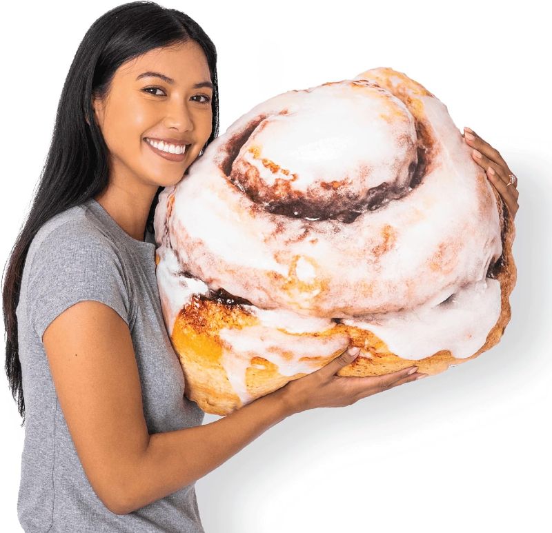 Photo 1 of 22" 3D Gooey Cinnamon Bun Throw Pillow - Made with Super Soft & Ultra Premium Fabric - Cute, Comfortable, Plush, Stuffed, Round, Squishy Cushion for Home Decor - Best Funny Gift - Medium