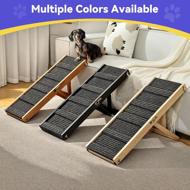 Photo 1 of  Upgraded Dog Ramp for Couch, Foldable Small Dog Ramp for Bed, 4 Adjustable Height from 13'' to 21", Portable Stable Pet Steps with Non-Slip Pad, Pet Ramps Use for Low Bed Couch Stairs