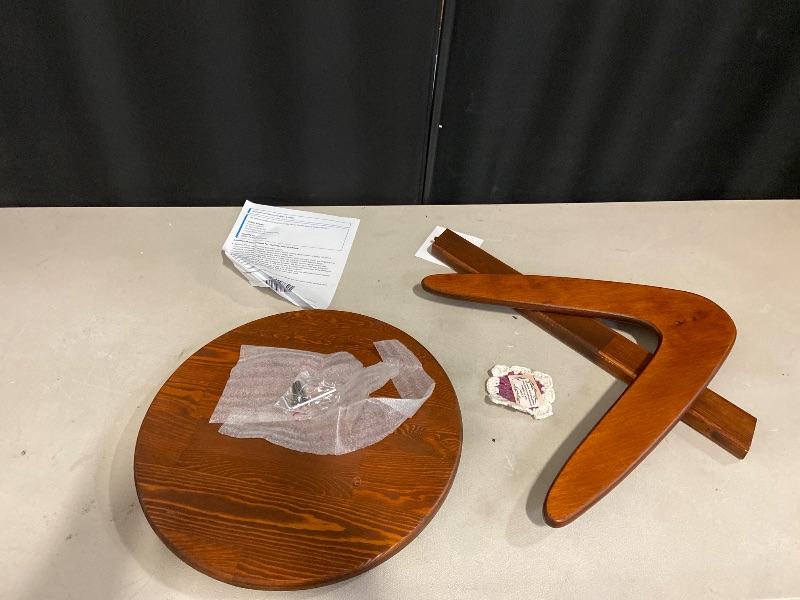 Photo 1 of  (Medium, Chestnut)- C-Shaped Handmade Solid Wood End Table, Side Table for Couches, Sofa Tables Slide Under Couch for Living Room, Over Couch TV Tray Table for Small Spaces