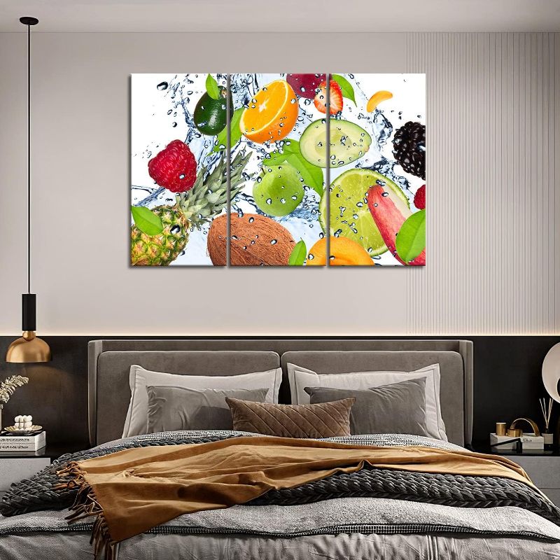Photo 1 of Colorful Various Fruit with Splash Water Wall Art Painting The Picture Print On Canvas Food Pictures for Home Decor Decoration Gift