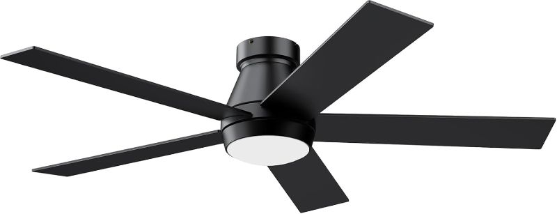Photo 1 of TCL 52" Ceiling Fan with Lights, Black Flush Mount Ceiling Fans with Remote Control, 6 Speeds DC Reversible, Dimmable, Noiseless, Low Profile Ceiling Fans for Bedroom