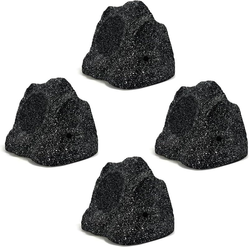 Photo 1 of Herdio 8" Outdoor Rock Bluetooth Speakers IPX7 Waterproof Wired Max Power 1200 Watt All Weather for Deck Pool Backyard Patio Garden (2 Pair Black)