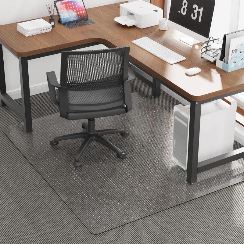 Photo 1 of 50”x 60”Carpet Floor Mat for Office Chair, Clear Desk Chair Floor Mat for Carpet for Medium/Low Pile, HeavyDuty Chair Mats for Carpeted Floors, Studded Desk Mat for Carpets for Homes and Offices