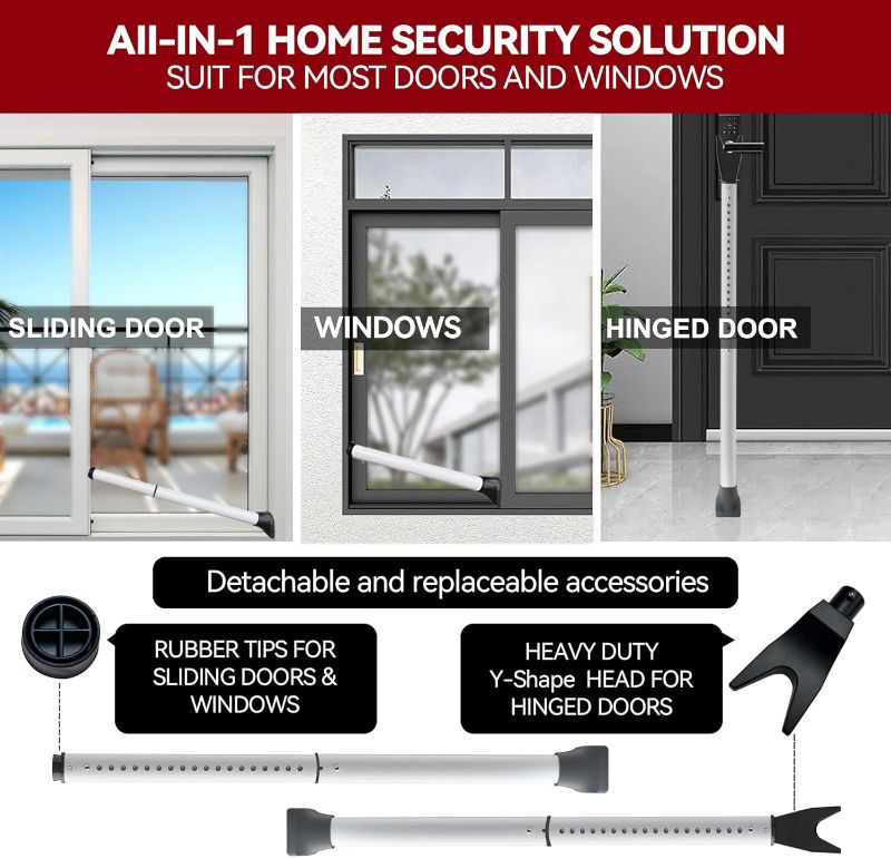 Photo 1 of AceMining Upgraded Door Security Bar & Sliding Patio Bar, Heavy Duty Stoppers Adjustable Jammer for Home, Apartment, Travel (1 Pack 