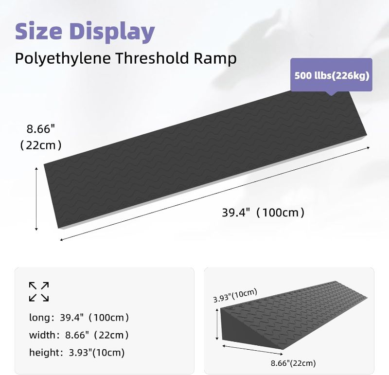 Photo 1 of Henka 4" Rise Threshold Ramps for Doorways, Wheelchair Ramp for Home Steps, Door Threshold Ramp with Anti-Slip Surface (Color: Black