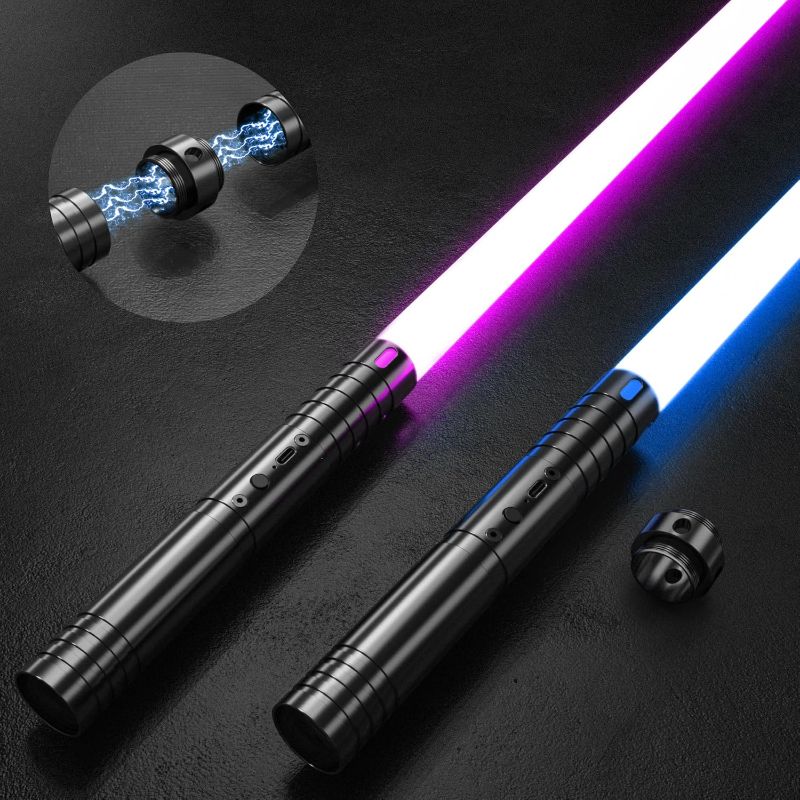 Photo 1 of 2 Pack Light Saber, 15 Colors and 4 Modes Light up Light Saber for Dueling, 2-in-1 RGB Detachable USB Charge, Gifts Toys for Kids Adults Birthday Christmas Thanksgiving