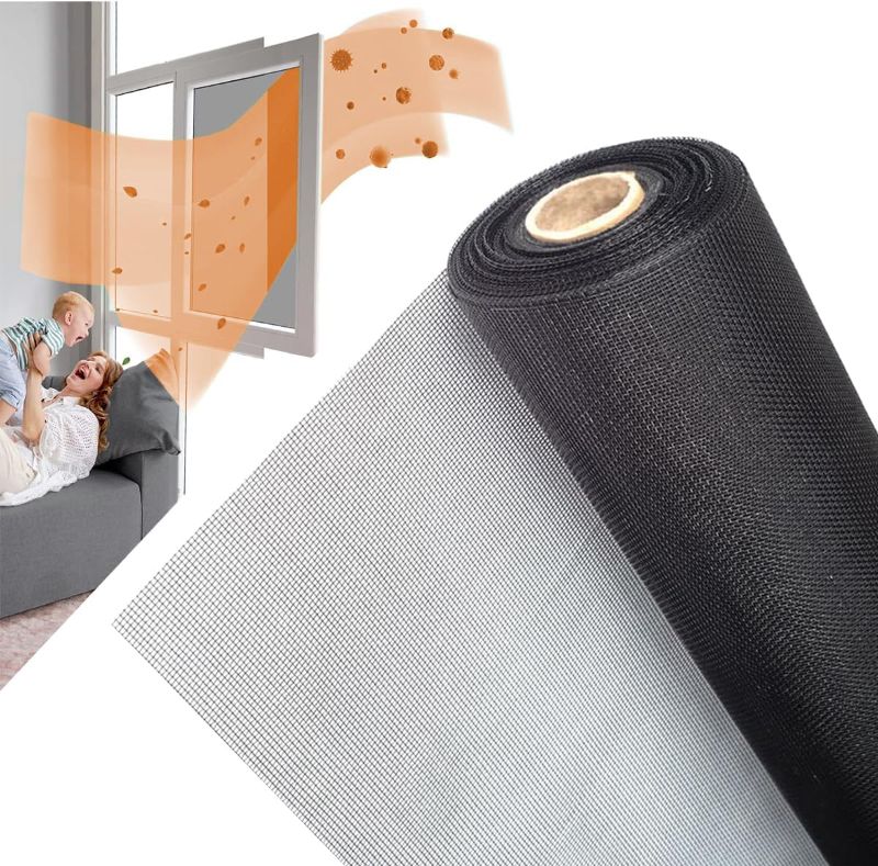 Photo 1 of 36inch*50ft Window Screens Roll, Replacement Repair Screens Mesh, Cuttable Fiberglass Screens Door Netting, DIY Screening Mesh Netting for Windows, Door, Pool, Porch,Patio -Black