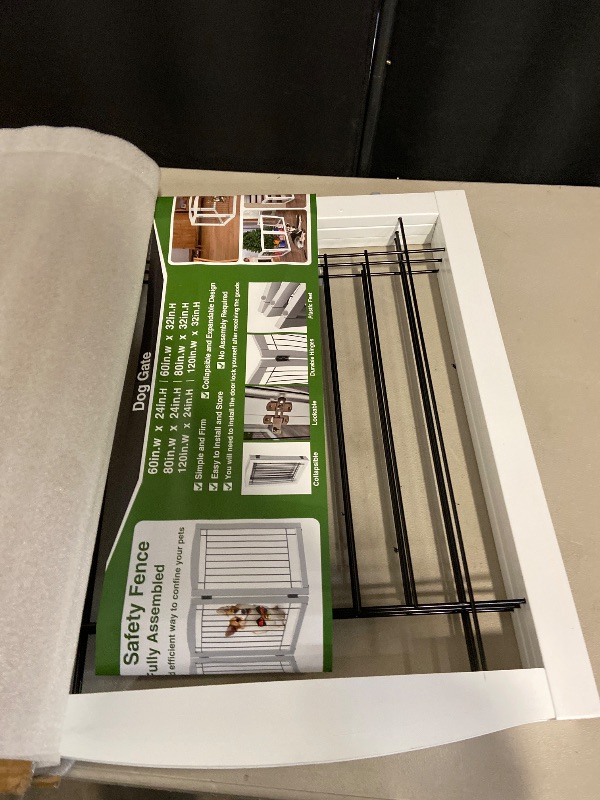 Photo 1 of ZJSF Freestanding Foldable Dog Gate for House Extra Wide Wooden White Indoor Puppy Gate Stairs Doorways Pet Gate Tall Dog Fence 3 Panels Fence