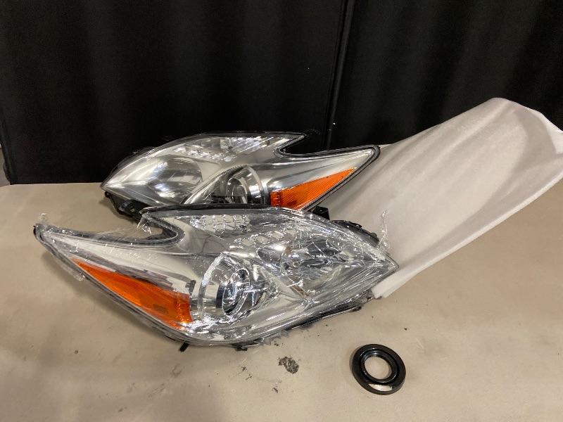 Photo 1 of Headlight Assembly Fit for 2012-2015 Toyota Prius,Halogen Headlamp Replacement Driver Passenger Side Chrome Housing Amber Reflector Clear Lens 