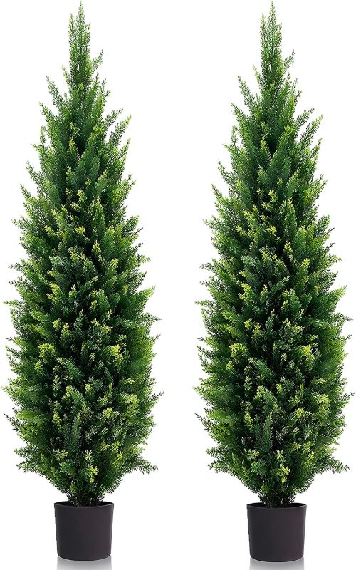 Photo 1 of 6ft Artificial Topiary Trees Beautiful Realistic Faux Cedar Pines UV Protection for Indoor Outdoor Front Porch Decorate- Set of 2
Visit the MDAL Store