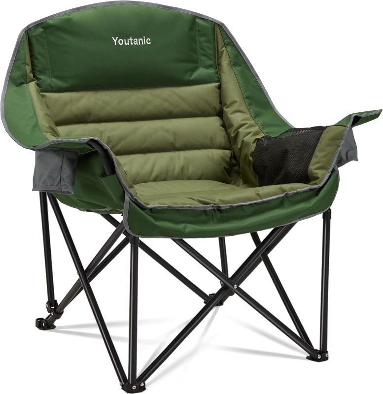 Photo 1 of Oversized Camping Chair, Portable Folding Camping Chairs with Side Pocket, Cup Holder and Carry Bag, Heavy Duty Outdoor Camping Chairs for Adults, Fishing, Sports, Trip, up to 400lbs, Style 2