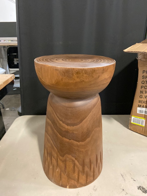 Photo 1 of Athaliah 19.25”H Wood Side Table – Natural Wooden End Table, Round Wood Accent Table for Living Room, Patio, Garden, Balcony, or Home Decor