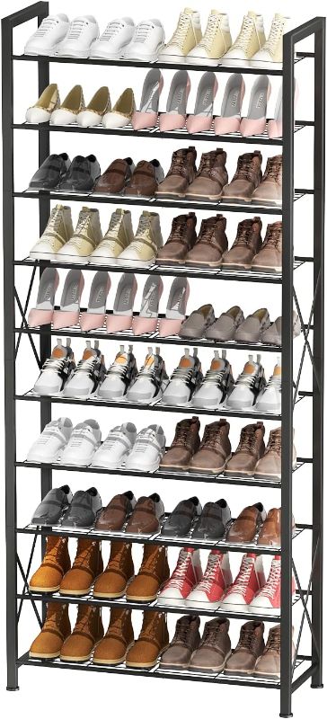 Photo 1 of 10 Tier Shoe Rack, Large Capacity Metal Shoe Organizer, Fits 40to 50Pairs, Tall Space-Saving Shoe Storage for Entryway, Garage, Closet, Bedroom