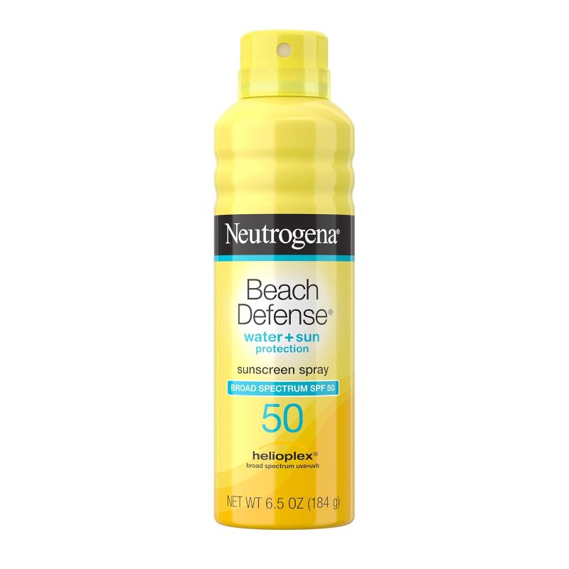 Photo 1 of Neutrogena Beach Defense Sunscreen Spray SPF 50, Hawaii Reef Act 104 Compliant, Octinoxate & Oxybenzone Free, Broad Spectrum, Fast Absorbing & Lightweight, Face and Body Sunscreen, 6.5 Oz