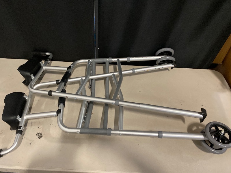 Photo 1 of Medline Upright Aluminum Junior Folding Walker – Comfortable, Maneuverable, for Injury, Balance, Posture & Recovery
