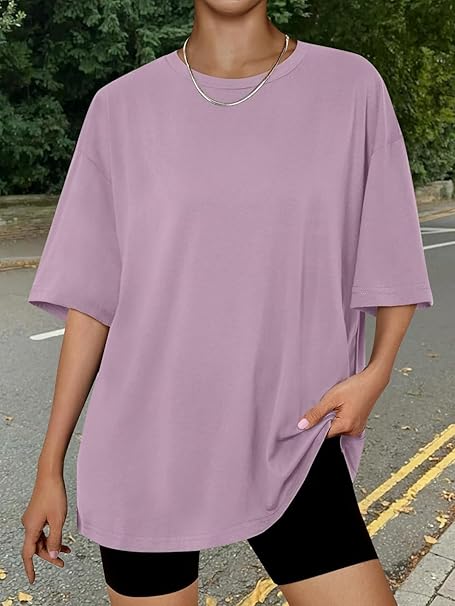 Photo 1 of 2XL Trendy Queen Womens Oversized Summer T Shirts Fashion Workout Plus Size Tops Short Sleeve Beach Vacation Gym Clothes 2025